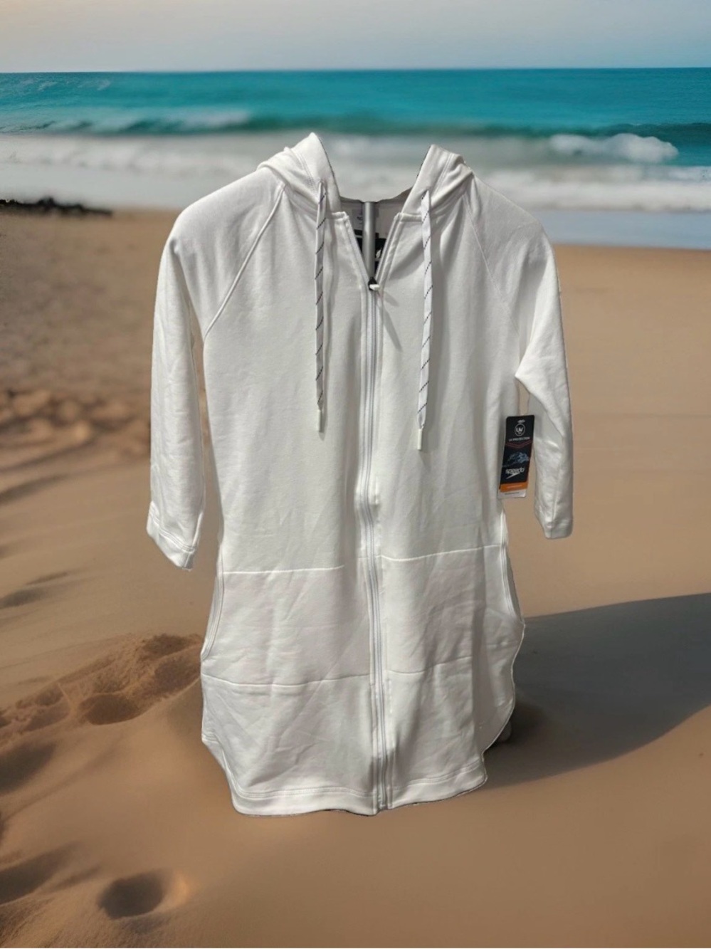 Speedo Women's UV Protection Full Zip Hooded Hoodie White Size M